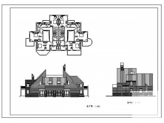 3层双拼别墅建筑CAD图纸 - 4