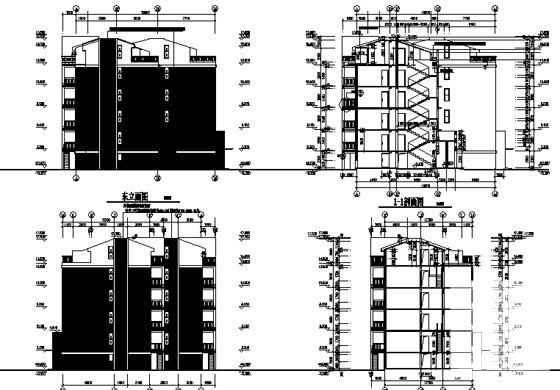 现代风格小区二期工程-阳光排屋建筑施工CAD图纸(1号楼) - 4
