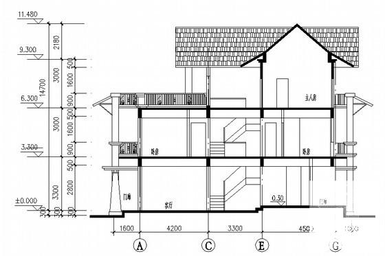 中式风格山庄别墅C区Bla型建筑施工CAD图纸 - 2
