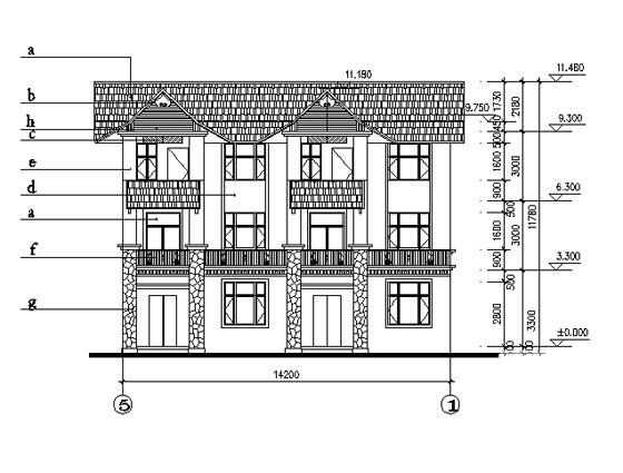 中式风格山庄别墅C区Bla型建筑施工CAD图纸 - 4