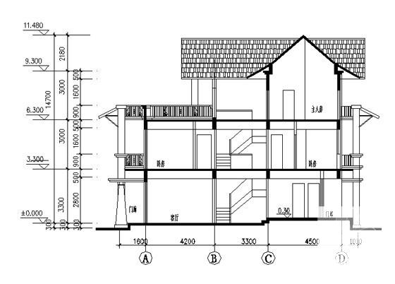 山庄别墅C区CL-A型建筑CAD图纸（砌体结构） - 4