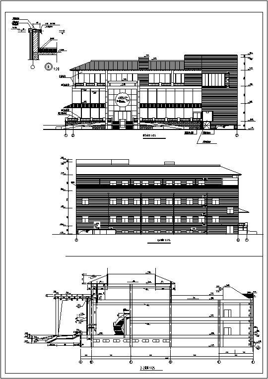 利安达多层办公综合楼石材幕墙框架剪力墙建筑CAD施工图纸(钢筋混凝土结构) - 2