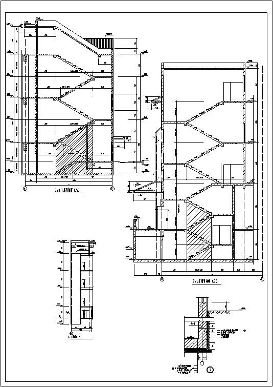 利安达多层办公综合楼石材幕墙框架剪力墙建筑CAD施工图纸(钢筋混凝土结构) - 3