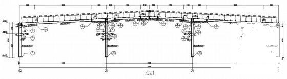 钢结构厂房结构CAD施工图纸（24米跨带吊车）(平面布置图) - 3