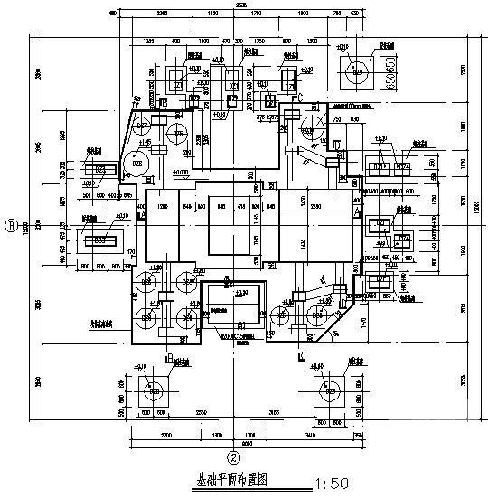 空气、天然气、氮氢气联合压缩机基础结构CAD施工图纸(平面布置图) - 1