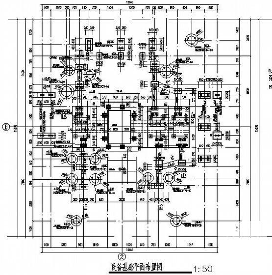 空气、天然气、氮氢气联合压缩机基础结构CAD施工图纸(平面布置图) - 2