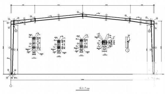 钢结构厂房结构CAD施工图纸（单层27米跨）(平面布置图) - 1