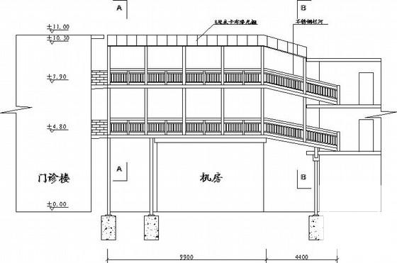 医院门诊楼人行天桥钢混组合结构CAD施工图纸 - 1