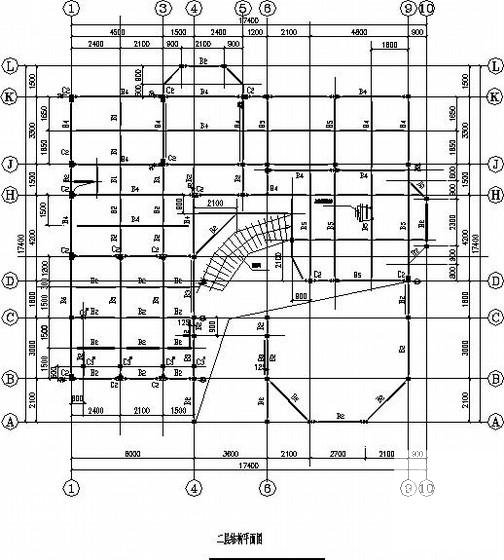 3层轻钢别墅结构CAD施工图纸(坡屋顶弧形楼梯) - 1