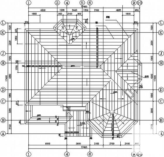 3层轻钢别墅结构CAD施工图纸(坡屋顶弧形楼梯) - 2