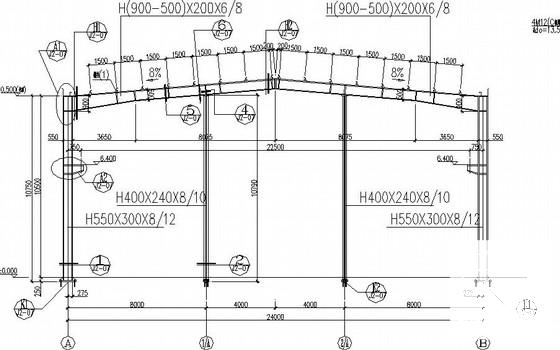 带吊车24米门式刚架厂房结构CAD施工图纸(平面布置图) - 3