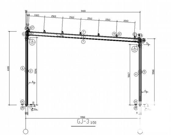 单层轻钢结构汽车4S店结构CAD施工图纸 - 3