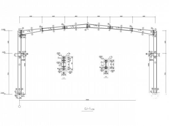 24米跨门式刚架干煤棚结构CAD施工图纸 - 1
