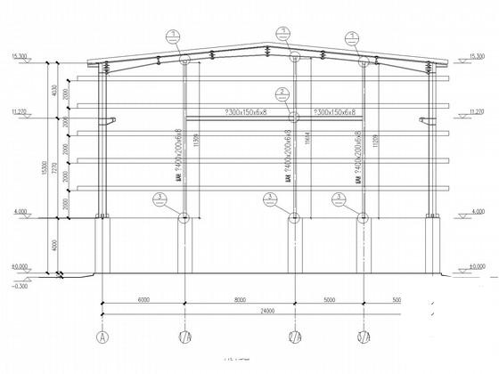 24米跨门式刚架干煤棚结构CAD施工图纸 - 4