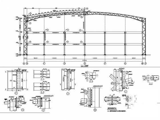 3层钢管桁架框架结构CAD施工图纸 - 5
