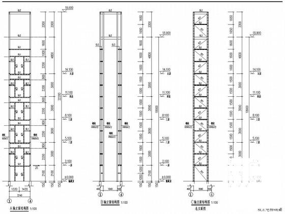 增建5层钢框架结构观光电梯结构CAD施工图纸 - 2