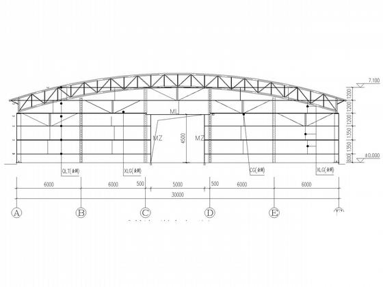 单层仓库拱形屋架建筑结构CAD施工图纸 - 5