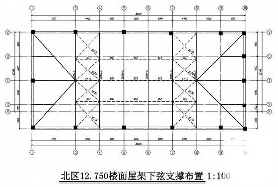 会所三角型钢屋架结构CAD施工图纸(梁配筋图) - 2