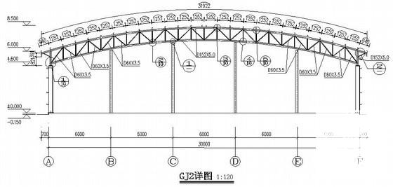 6度抗震弧形门式刚架仓库结构CAD施工图纸 - 3