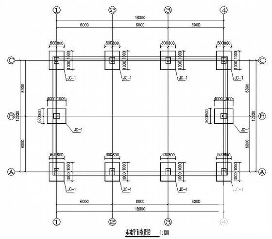 单层钢结构厂房结构CAD施工图纸（12米跨柱下独立基础）(平面布置图) - 2