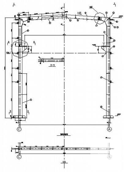 12米石灰库房上部钢结构CAD施工图纸（门式刚架） - 3