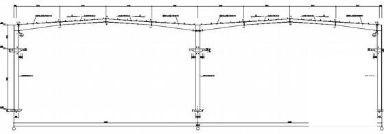 双连跨门式刚架厂房结构CAD施工图纸(屋面檩条布置) - 1