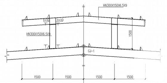 双连跨门式刚架厂房结构CAD施工图纸(屋面檩条布置) - 3