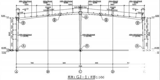 独立基础钢结构综合仓库结构CAD施工图纸(建筑面积) - 3