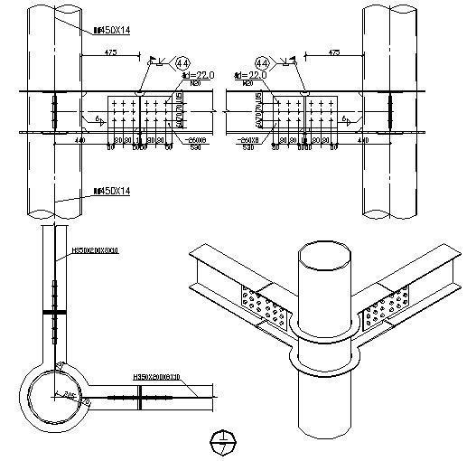 4S展厅及办公区钢框架结构CAD施工图纸(平面布置图) - 4