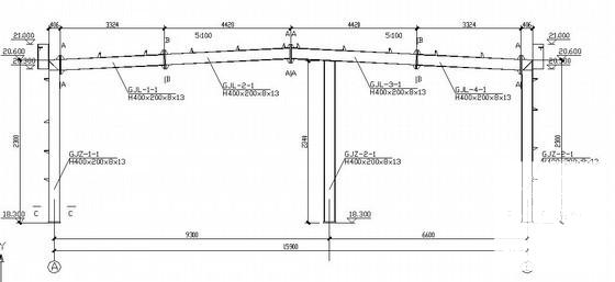 15.9米跨门式刚架厂房结构CAD施工图纸（7度抗震） - 2