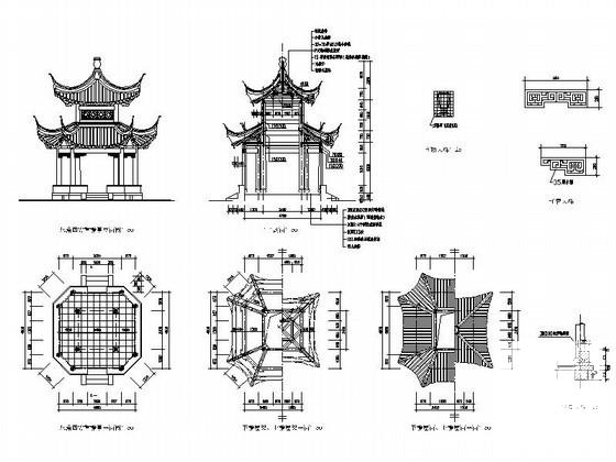 各种中式亭建筑CAD施工图纸(六角亭) - 2