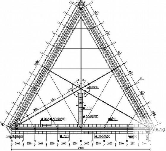 钢桁架三角形广告牌结构CAD施工图纸 - 1