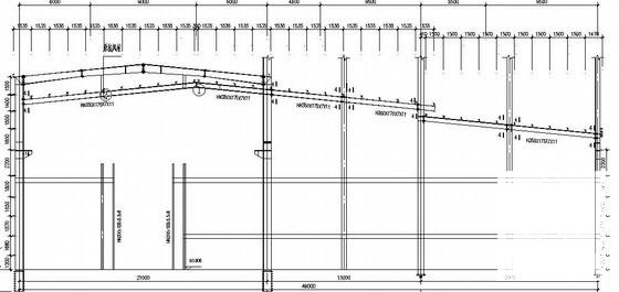 高低跨门式刚架厂房结构CAD施工图纸（独立基础）(屋面檩条布置) - 1