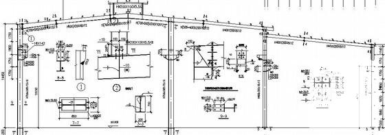 高低跨门式刚架厂房结构CAD施工图纸（独立基础）(屋面檩条布置) - 2
