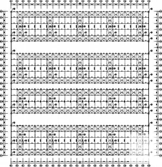 单层多连跨钢桁架屋盖结构厂房结构CAD施工图纸(屋面檩条布置) - 1