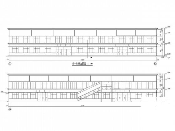 两层钢框架社区结构CAD施工图纸(建施)(平面布置图) - 1