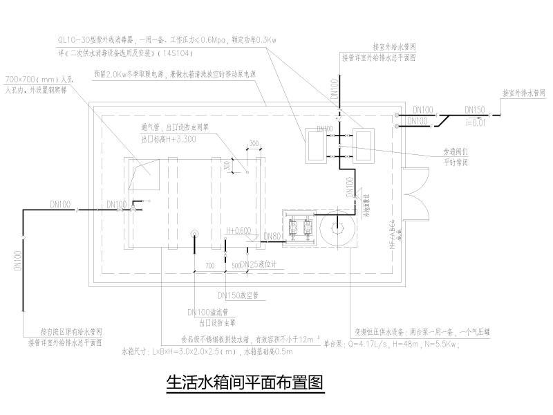 生活水箱间平面布置图