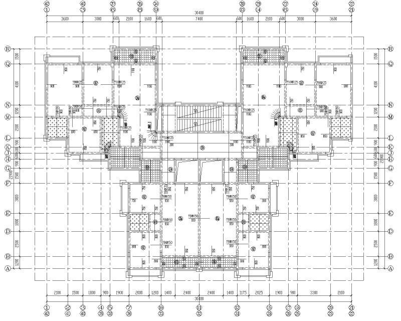 26层平面板配筋图
