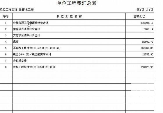 商务楼给排水工程清单报价实例 - 1