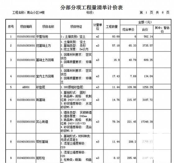 建筑工程量清单与工程量清单计价（附CAD图纸，计算书） - 1