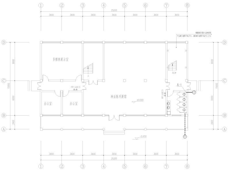 森林展示中心一层给排水平面图