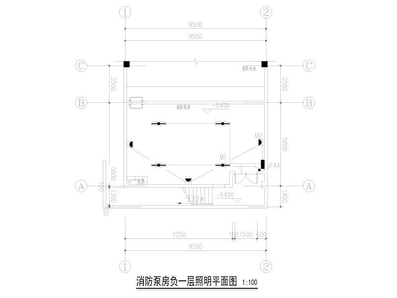 消防泵负一层照明平面图