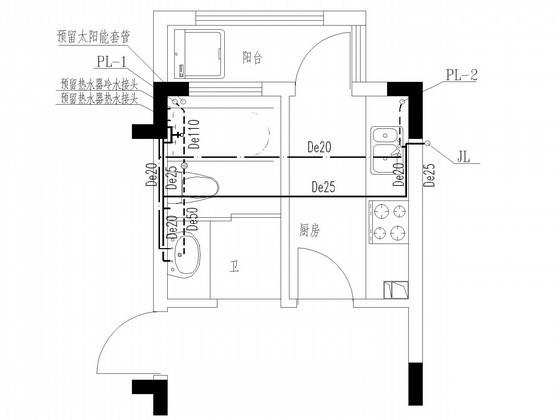 6层单元式住宅楼给排水CAD图纸 - 3