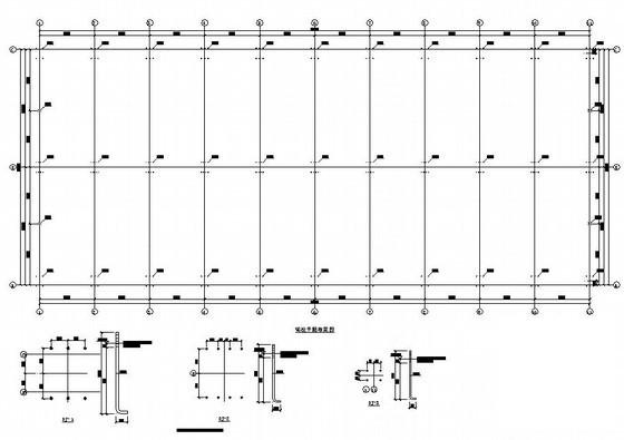 带吊车跨度15米两层门式刚架厂房结构CAD施工图纸(平面布置图) - 1