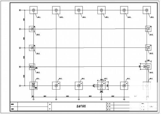 20m跨轻钢单层厂房建筑结构设计CAD图纸（6度抗震）(基础平面图) - 1