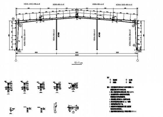 跨度25米单层钢结构厂房结构设计CAD图纸（7度抗震） - 3