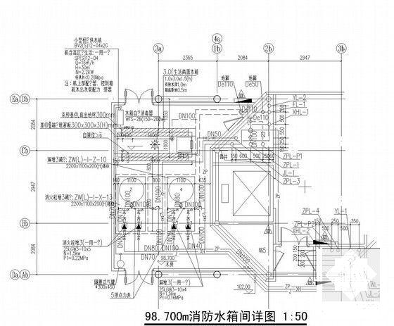 5层天气雷达塔楼给排水消防CAD施工图纸(自动喷淋裙房虹吸雨水系统） - 5