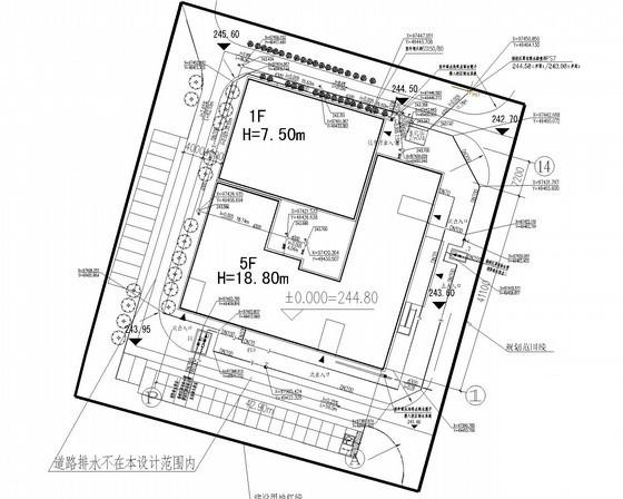 5层大学教学楼给排水消防CAD施工图纸 - 1