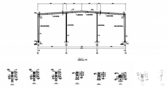 跨度20m单层门式钢架厂房结构设计图纸（6度抗震） - 1