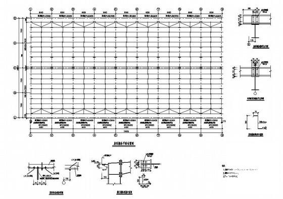 跨度28米单层钢结构厂房结构设计CAD图纸（8度抗震）(平面布置图) - 3